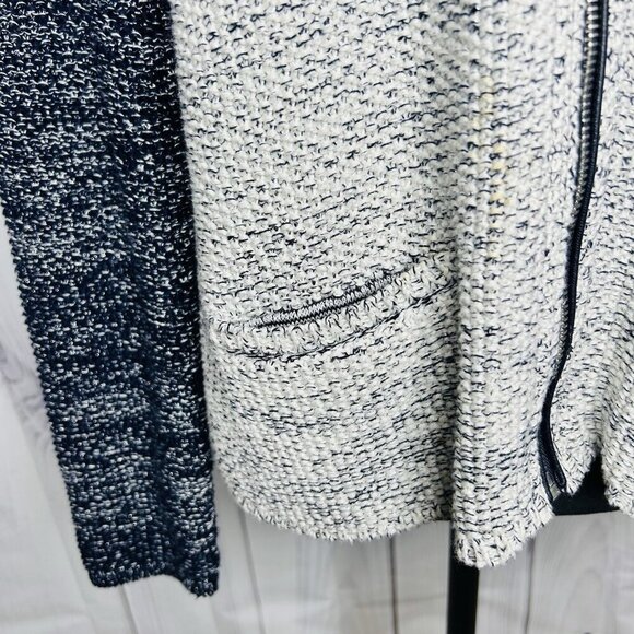 Talbots Sweater Womens Sz M Sparkly Full Zip Colorblock Pockets Gray Navy - Picture 4 of 12